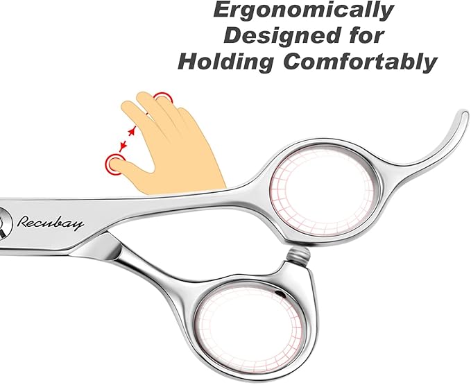 Dog Cat Scissors for Grooming, Pet Shears for Thick Coats and Matted Hair, Thinner Curved Straight Chunker Stainless Steel Shears (7.0" Thinner Silver)