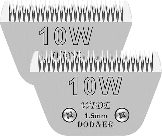 2 Pack 10 Wide Blades for Dog Grooming,Compatible with Andis,Oster A5,Wahl km10 Clippers,Cutting Length 1/16"