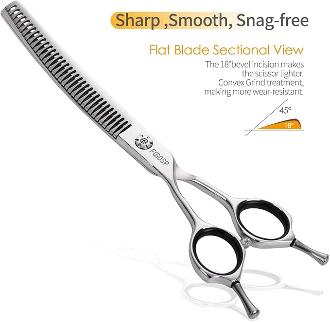 Left Handed Curved Chunker Shears 7 in Left Handed Dog Grooming Scissors for Professional Groomer