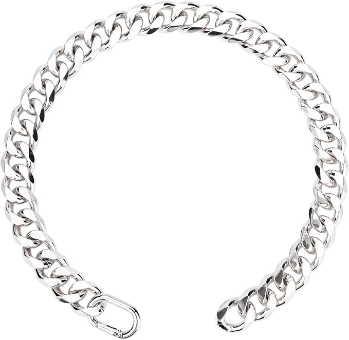Cuban Link Chain Dog Durable Light Metal Dog Collar Silver Chain for Dog Cute Fashion Jewelry Accessories for Dogs Bulldog Pitbulls (19MM)(10)