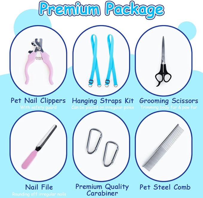 Pet Grooming Hammock Harness for Cats & Dogs - Relaxation Pet Restraint Leashes Sling - Nail Clippers & Scissors Included