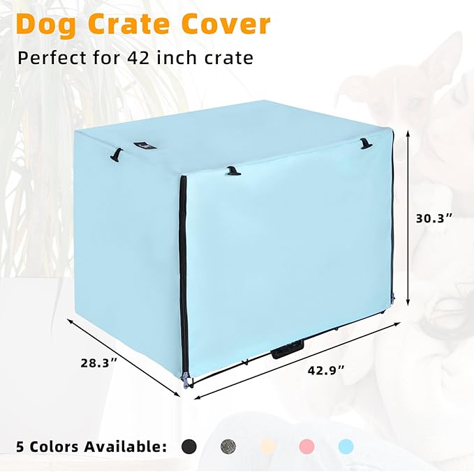 X-ZONE PET Double Door Dog Crate Cover - Polyester Pet Kennel Cover Fits 42 inches Wire Dog Cage Blue