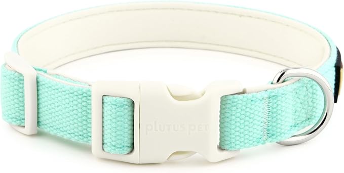 Plutus Pet Cotton Dog Collar, Heavy Duty Collar with Soft Padding, Adjustable and Comfortable for Small Medium and Large Dogs, Light Cyan, XS