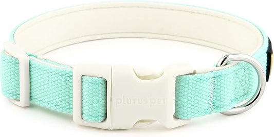 Plutus Pet Cotton Dog Collar, Heavy Duty Collar with Soft Padding, Adjustable and Comfortable for Small Medium and Large Dogs, Light Cyan, M