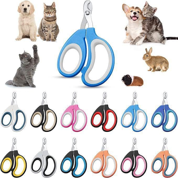 Dog Nail Trimmers and Cat Nail Clipper Set - Professional Dog Nail Clippers for Small Breeds, Heavy Duty Pet Trimmers, Safe Cat Claw Clippers, Ideal for Cats, Dogs, Puppies, Rabbits,(Black/Blue)