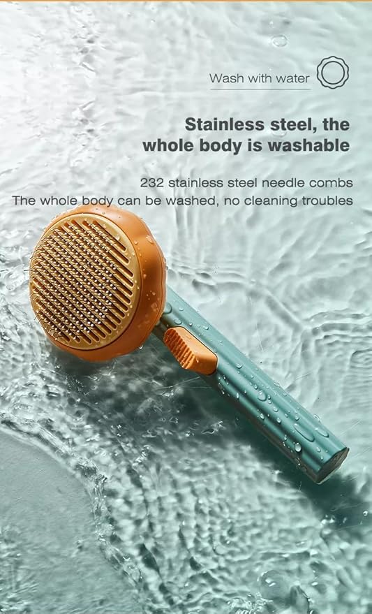 Premium Pet Comb Brush - Pet Brush for Bathing, Puppy grooming comb Brush with High-Density Teeth, Effective Pet Bath Brush for Cats and Dogs Long and Short Hair (Green)