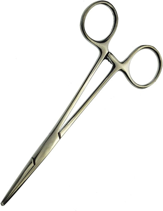 Professional Stainless Steel Pets Dogs Cats Hemostat Forceps Scissors Ear Hair Clamp Pulling Shears Plier Pet Dog Trimmer Accessories Straight Curved Silver 5.5 Inch (Straight)
