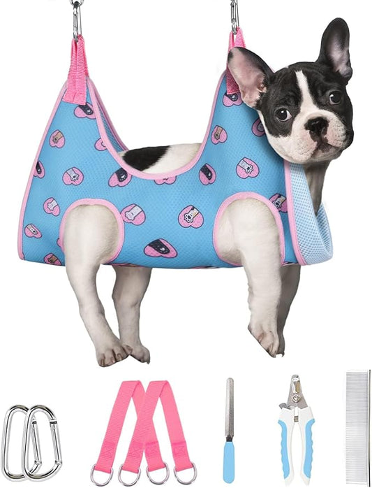 Supet Dog Grooming Hammock Harness for Cats Dogs, Relaxation Pet Grooming Hammock Restraint Dog & Small Animal Leashes Sling for Grooming Dog Grooming Helper for Nail Trimming Clipping Grooming S