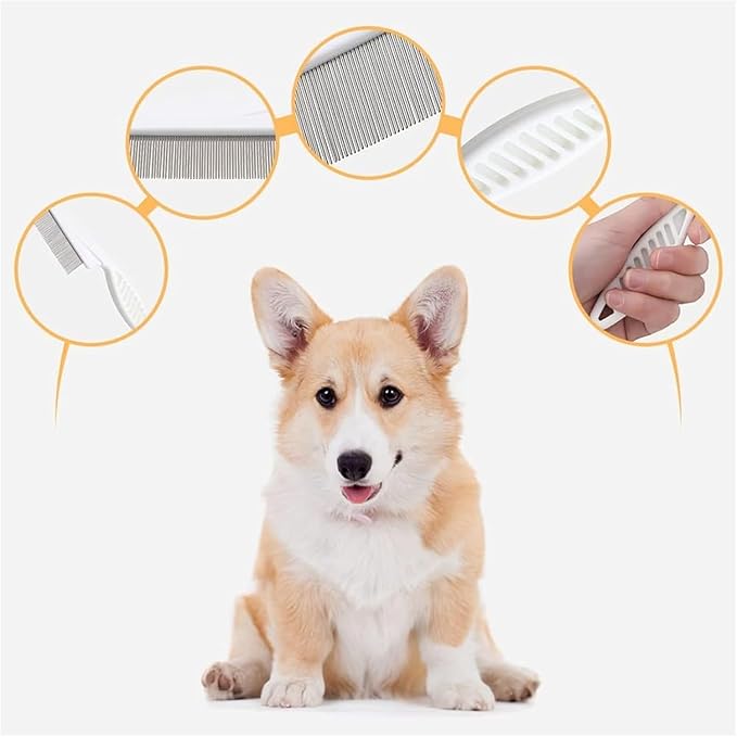 Multifunctional Pet Comb, Tear Stain Removal Comb, Pet Grooming Brush Fine Tooth Stainless Grooming Kit for Small Dogs Puppies