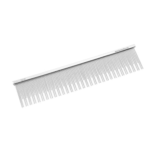Tauro Pro Line Cat Carding Comb – 6.5", Double Teeth Chromed Iron Cat & Dog Butter Comb with Rounded Ends, Ideal for Combing Knots & Fine Grooming, M