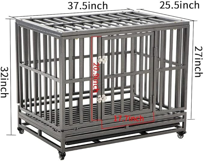LUCKUP 38 Inch Heavy Duty Dog Cage Metal Kennel and Crate for Large Dogs,Easy to Assemble Pet Playpen with Four Wheels,Black … …