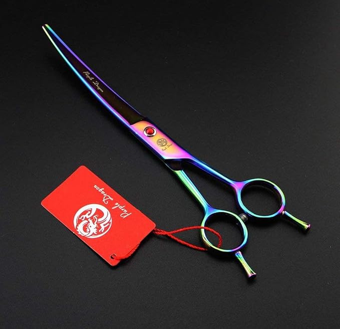 Purple Dragon 7.0 inch Rhinestone Decoration 3PCS Pet Grooming Scissors Dog Hair Cutting & Thinning Shears Set