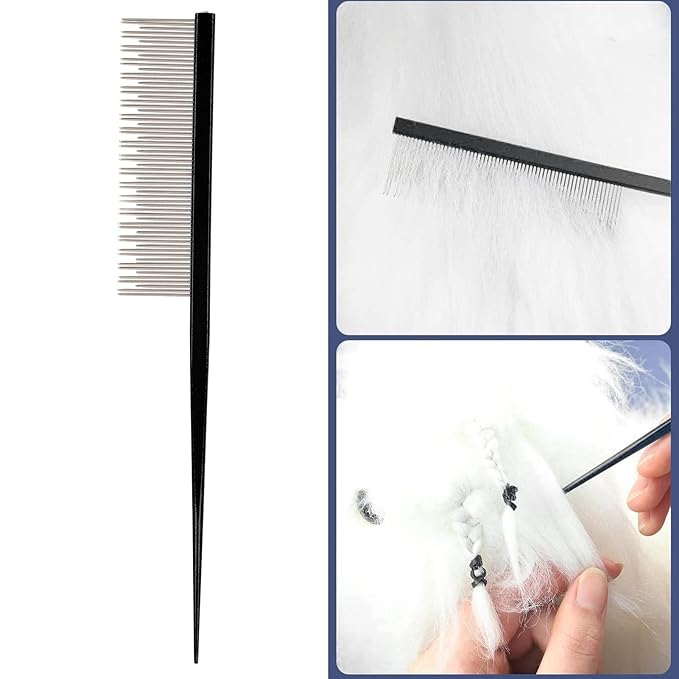Round tooth metal dog comb is used for pet hair comb of dogs and cats to remove hair knots and entanglement. Professional pet hair comb styling comb(black)