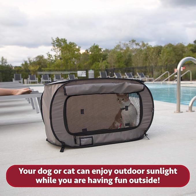 SportPet Designs Large Pop Open Kennel, Portable Cat Cage Kennel, Waterproof Pet bed, Carrier Collection