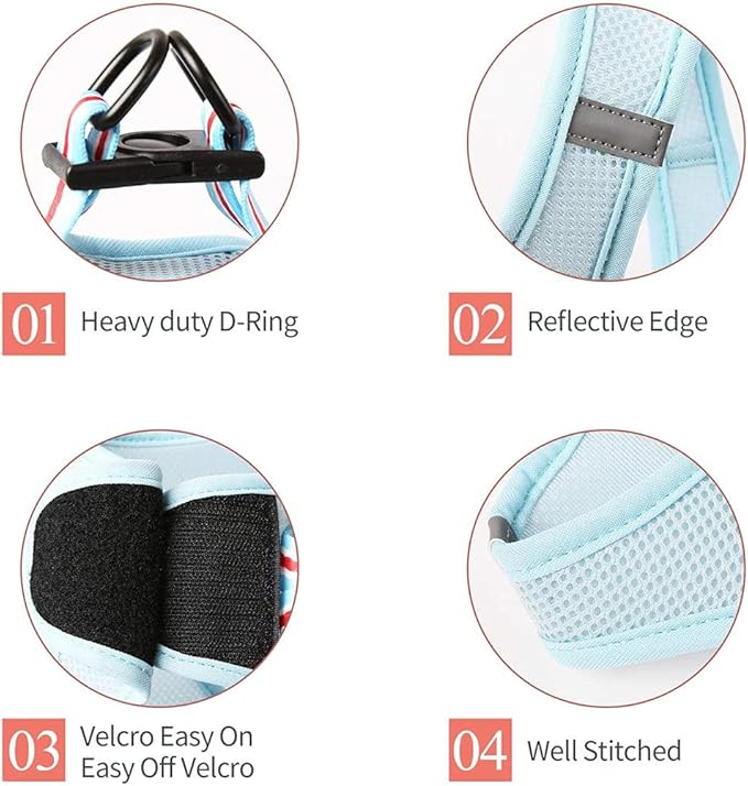 Heele Pet Step in Dog Harness, Breathable Puppy Dog Mesh Vest Harnesses, Adjustable Reflective Soft Padded for Cats Puppies Extra Small, Small Medium Dog