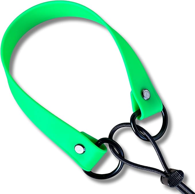 Waterproof E-Collar Replacement Strap Dog Collar for Invisible Fence/ecollar - Easy On Bungee (1" Wide, Bright Green)