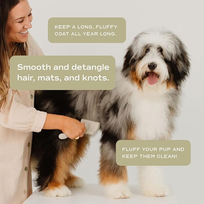 Slicker Brush for Professional and Luxury Dog Grooming to Prevent Matting with Dense and Extra Long Stainless Steel Pins (Goldendoodles, Labradoodles, Poodles)