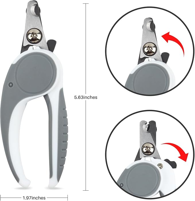 Pet Nail Clippers, Dog Nail Trimmers with Safety Guard to Avoid Excessive Cutting Nails, Dog Grooming Clippers has a Variety of Colors Suitable for Dogs, Cats and Other Pets（Grey）