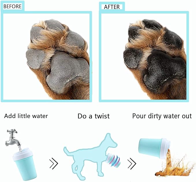 Portable Silicone Paw Washer for Large/Petite Dogs - Easy to Use & Clean, Nice Packing