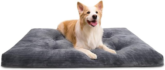 Dog Crate Bed Washable Dog Beds for Extra Large Dogs Deluxe Thick Flannel Fluffy Comfy Kennel Pad Anti-Slip & Anti-Scratch Pet Sleeping Mat, 41 x 27 Inch, Gray