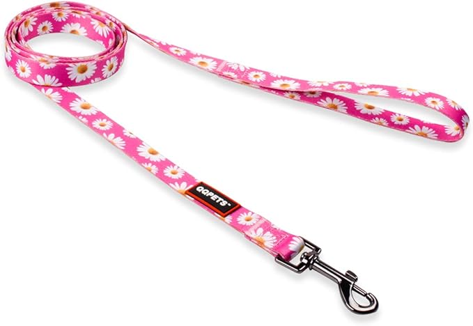 QQPETS Dog Harness Leash Set Adjustable Heavy Duty No Pull Halter Harnesses for Small Medium Large Breed Dogs Back Clip Anti-Twist Perfect for Walking (L(23"-32" Chest Girth), Daisy)