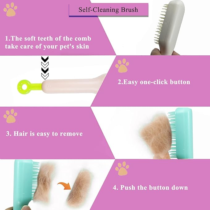 Scalable Grooming Brush for Small Dogs, Puppy Brush ， Soft Dog Brush for Shih Tzus, Yorkies, Maltipoos, Maltese (Pink)
