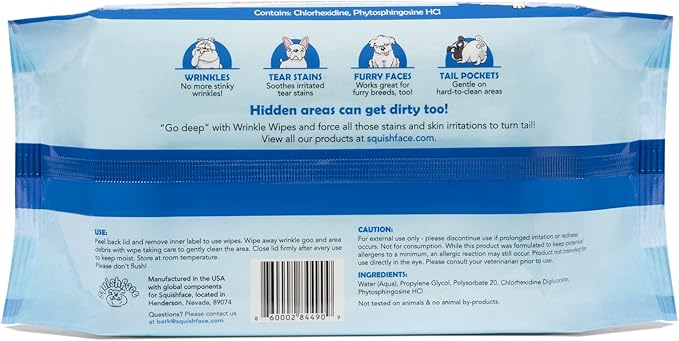 Squishface Tear Stain Paste (2oz) & 5x7 Wipes Bundle - Anti-Itch, Deodorizing, Tear Stain Remover – Great for English Bulldog, Pugs, Frenchie, Bulldogs, French Bulldogs & Any Breed