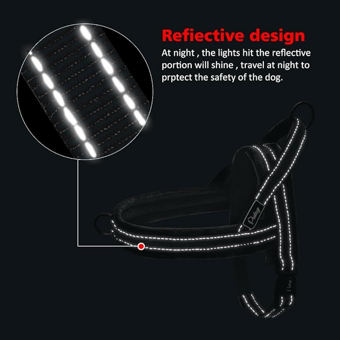 Didog Soft Flannel Padded Dog Vest Harness, Escape Proof/Quick Fit Reflective Dog Strap Harness,Easy for Training Walking,Black L Size