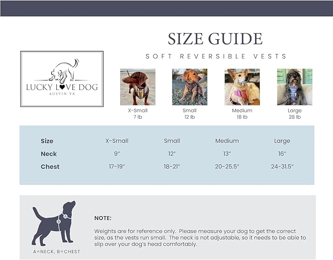 Lucky Love Dog, Soft Reversible Dog Vests, Stylish Dog Accessory (Blackbird, Large)
