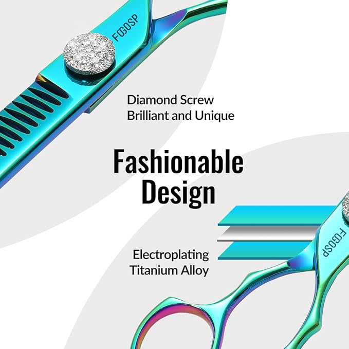 Professional Curved Thinning Shears Dog Grooming Scissors 7.5'' Blue Green Curved Chunkers Shears for Grooming Large Dogs Pet 35 Teeth Japan 440C(Curved Chunkers,Turquoise)