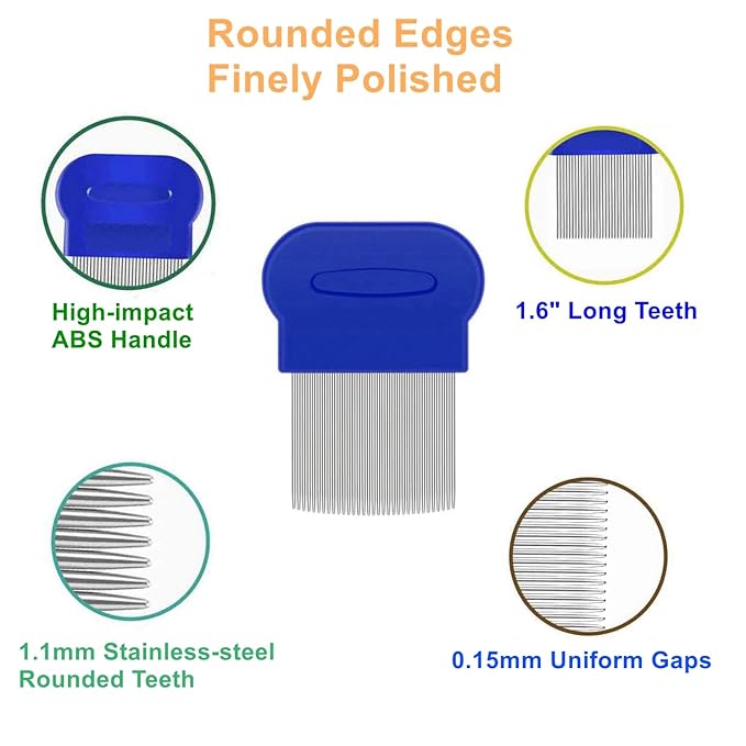 5 Pack Flea Lice Comb,Stainless Steel Dog Cat Grooming Combs with Rounded Teeth,Double Sided Professional Pet Tear Stain Remover,Dematting Tool for Small, Ideal for all pet