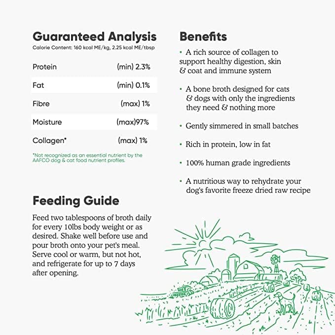 Open Farm Bone Broth, Food Topper for Both Dogs and Cats with Responsibly Sourced Meat and Superfoods Without Artificial Flavors or Preservatives, 72oz (6 Pack Harvest Chicken)
