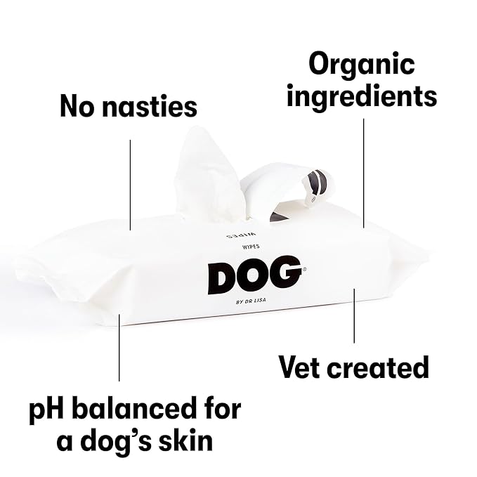 DOG by Dr Lisa - Dog Wipes - Plant-Based, Natural Bathing Wipes for Dogs - Made from 100% Compostable Bamboo - Vet-Created - Vegan, Non-Toxic - 240 Count