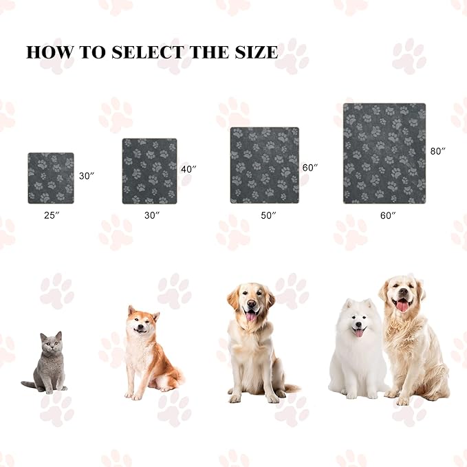 Qeils Dog Blankets for Large Dogs - Waterproof Dog Blanket Washable - Sherpa Fleece Puppy Blanket, Soft Plush Reversible Throw Protector for Bed Couch Car Sofa, 50"X60", Dark Grey
