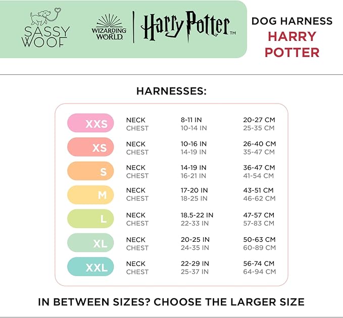Dog Adjustable Harness - Harry Potter™ - M, Breathable Mesh, No Pull Design with Two D-Rings, Perfect for Medium Dogs