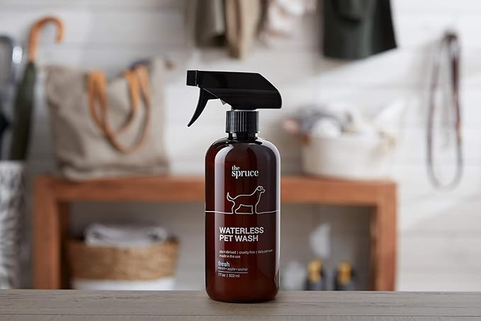 The Spruce Waterless Pet Wash, No Rinse Moisturizing Shampoo for Pets - Daily Pet Care - Cleaning, Cleansing, and Conditioning for Dogs, Puppies, and Cats - Fresh, 17oz
