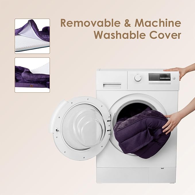 EHEYCIGA Orthopedic Dog Bed for Small Dogs, Waterproof Memory Foam Small Dog Beds with Sides, Non-Slip Bottom and Egg-Crate Foam Medium Dog Couch Bed with Washable Removable Cover, Purple