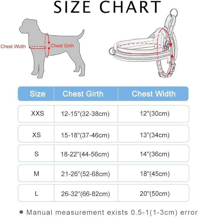 Didog Soft Flannel Padded Dog Vests Harnesses, Escape Proof/Quick Fit Reflective Dog Strap Harness,Easy for Training Walking,Blue M Size