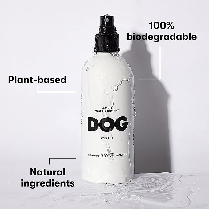 DOG by Dr Lisa - Leave in Conditioner Spray - Dog Coat Detangling and Dematting Spray - No-Rinse Conditioner for Dog Grooming - Reduce Knots & Tangles - Plant Based, Vegan Friendly