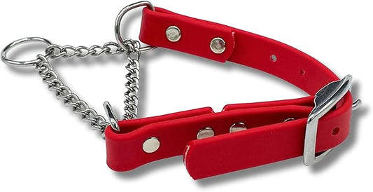 Martingale Collar for Dogs, Biothane, Stainless Steel Hardware, No Pull, Made in The USA, Professional Grade, Large, Red