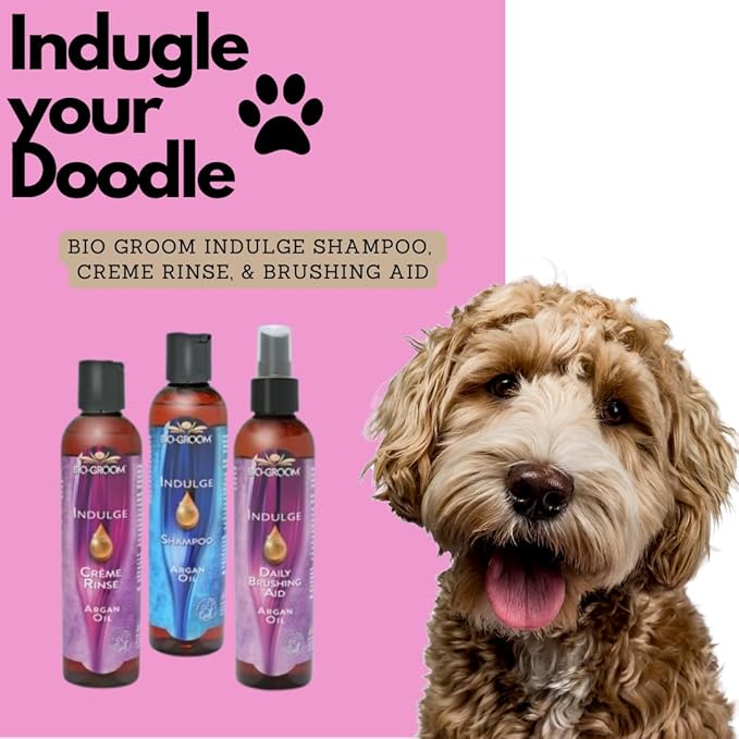 Bio-groom Indulge Argan Oil Dog Conditioner – No-Rinse, Deshedding Dog Bathing Supplies, Puppy Wash, Dog Grooming Supplies for Sensitive Skin, Cruelty-Free, Made in USA, Dog Spray – 12 fl oz 1-Pack