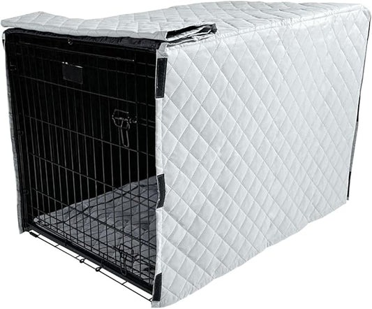4Knines Dog Crate Cover, Water Resistant Pet Kennel Protector, Quilted (Grey, 48")
