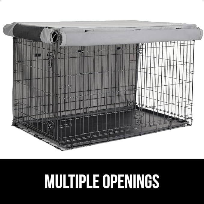 Gorilla Grip Dog Crate Covers Compatible with Amazon Basics Dog Crates, All Sides Open, Privacy Cover Fits 30" Wire Kennel, Breathable Mesh Windows, Light Reducing Puppy Training Cage Topper, Gray