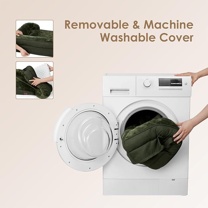 EHEYCIGA Orthopedic Dog Bed for Medium Dogs, Waterproof Memory Foam Medium Dog Beds with Sides, Non-Slip Bottom and Egg-Crate Foam Medium Dog Couch Bed with Washable Removable Cover, Dark Green