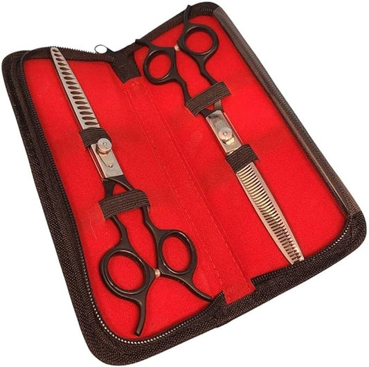 Dog Grooming Blenders Set - Thinning Shears - Chunkers - 7in - Grooming Shears (White)