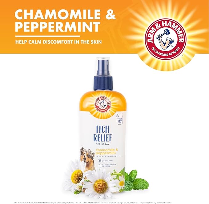 Arm & Hammer for Pets Itch Relief Spray for Dogs with Arm & Hammer Baking Soda, Chamomile and Peppermint Scent | Dog Itch Spray, Free of Sodium Lauryl Sulfate & Parabens, 8 Fl Oz - 2 Pack