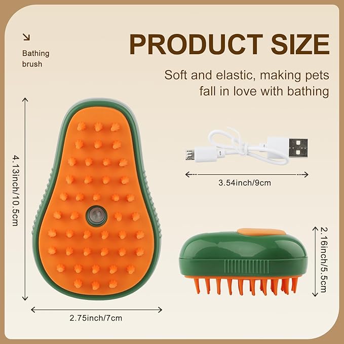 Cat Steam Brush, 3 in 1 Cat Steamy Brush, Silicone Massage Grooming Brush, Pet Hair Cleaning Brush Comb for Cats Dogs(Avocado Green)