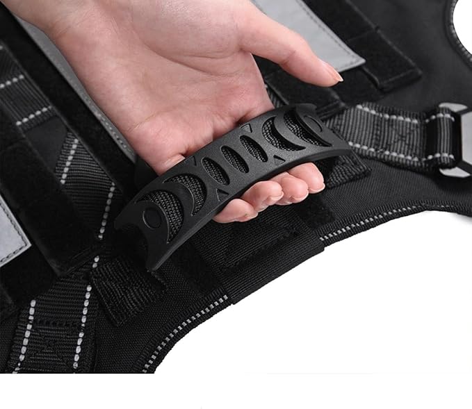 Large Dog Black Tactical Harness Vest with Leash Set, No Pull Harness with Handle, Heavy Duty Harnesss and Leash Combo, Winter Harness Vest,Safety reflectors