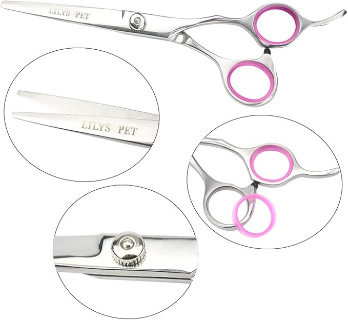 LILYS PET Professional PET DOG Grooming scissors suit,Cutting&Curved&Thinning shears (6.0")