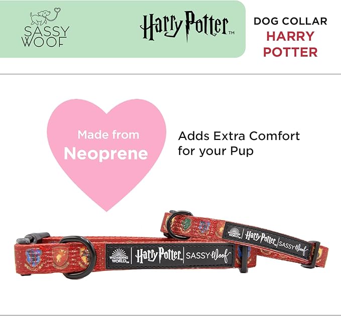 Dog Collar Harry Potter™ - M, Adjustable, Durable, Comfortable and Stylish Pet Accessories for Medium Dogs